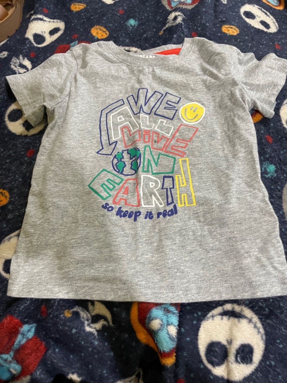 Epic Threads Grey Tee with Colorful Earth Graphic